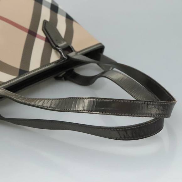 BURBERRY Nova Check Tote Bag PVC Beige Auth ki5332 - Picture 7 of 16